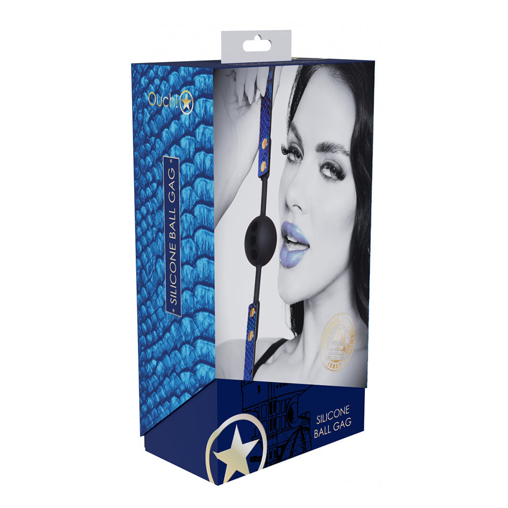 Ouch! International Florence Collection Silicone Ball Gag Blue-0